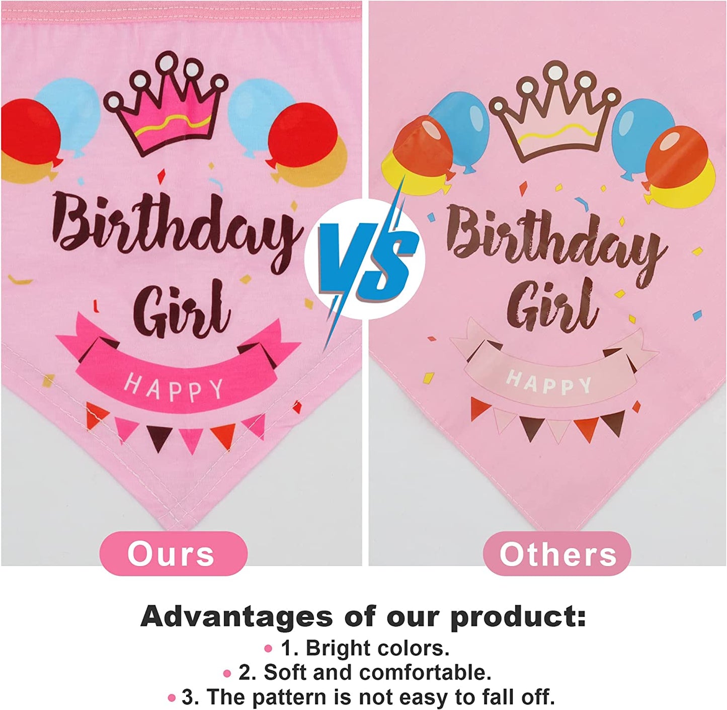 Dog Birthday Party Supplies - Bandana Hat Banner Set with Boy & Girl Cute Bow Tie Scarf - Dog Birthday Decorations (Pink, Girl)